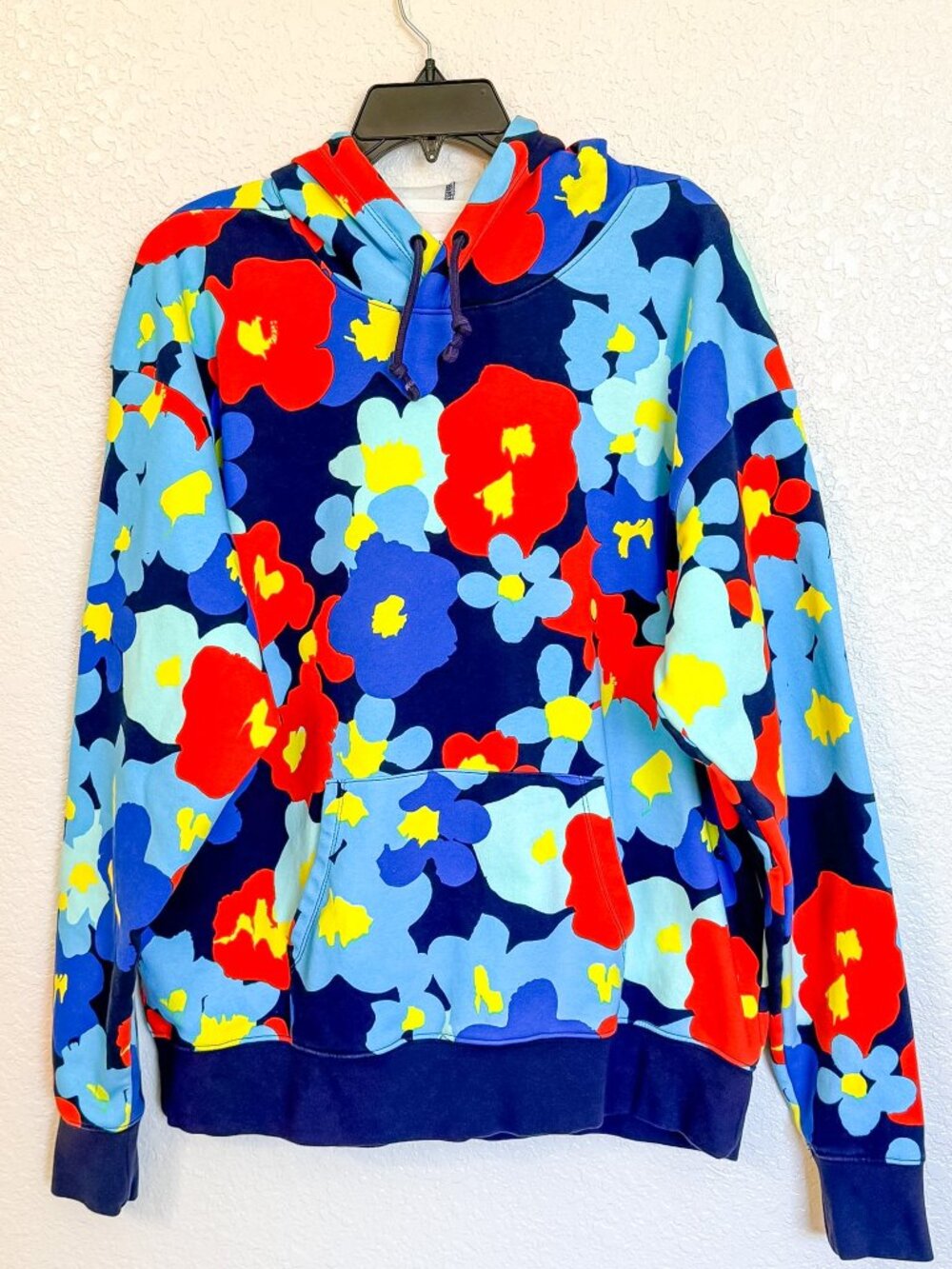 Nordstrom by Cristina Martinez Hoodie Women's XL Blue Floral Pullover Pocket